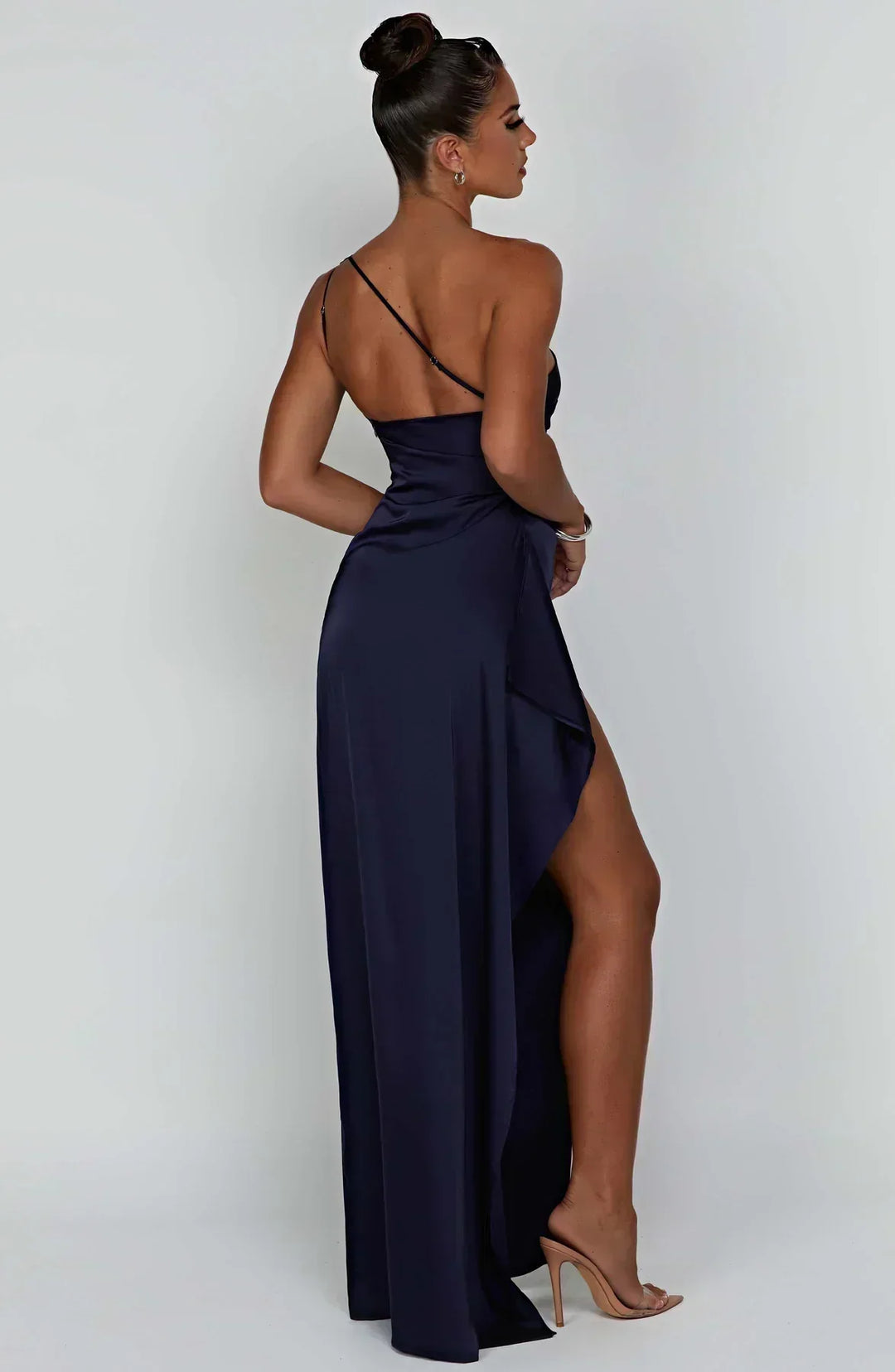 One-Shoulder Maxi Evening Dress with High Slit