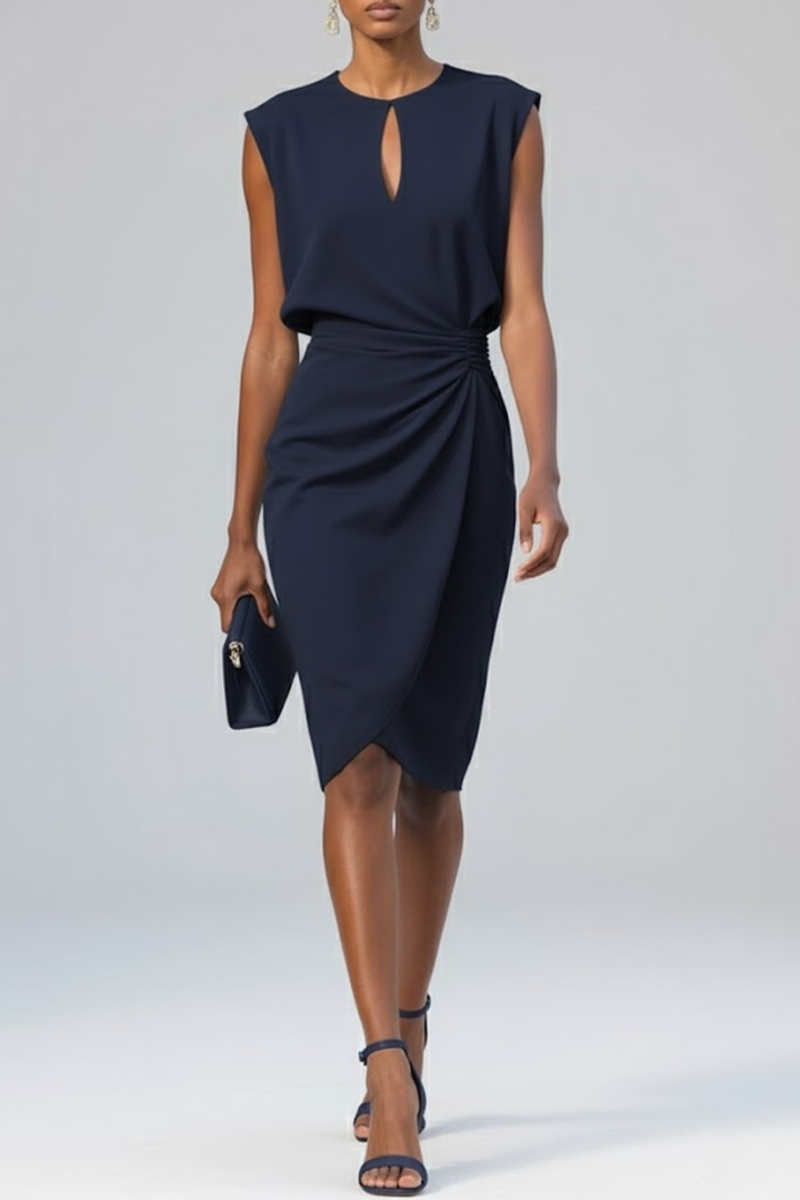 Pauline Keyhole Ruched Midi Dress