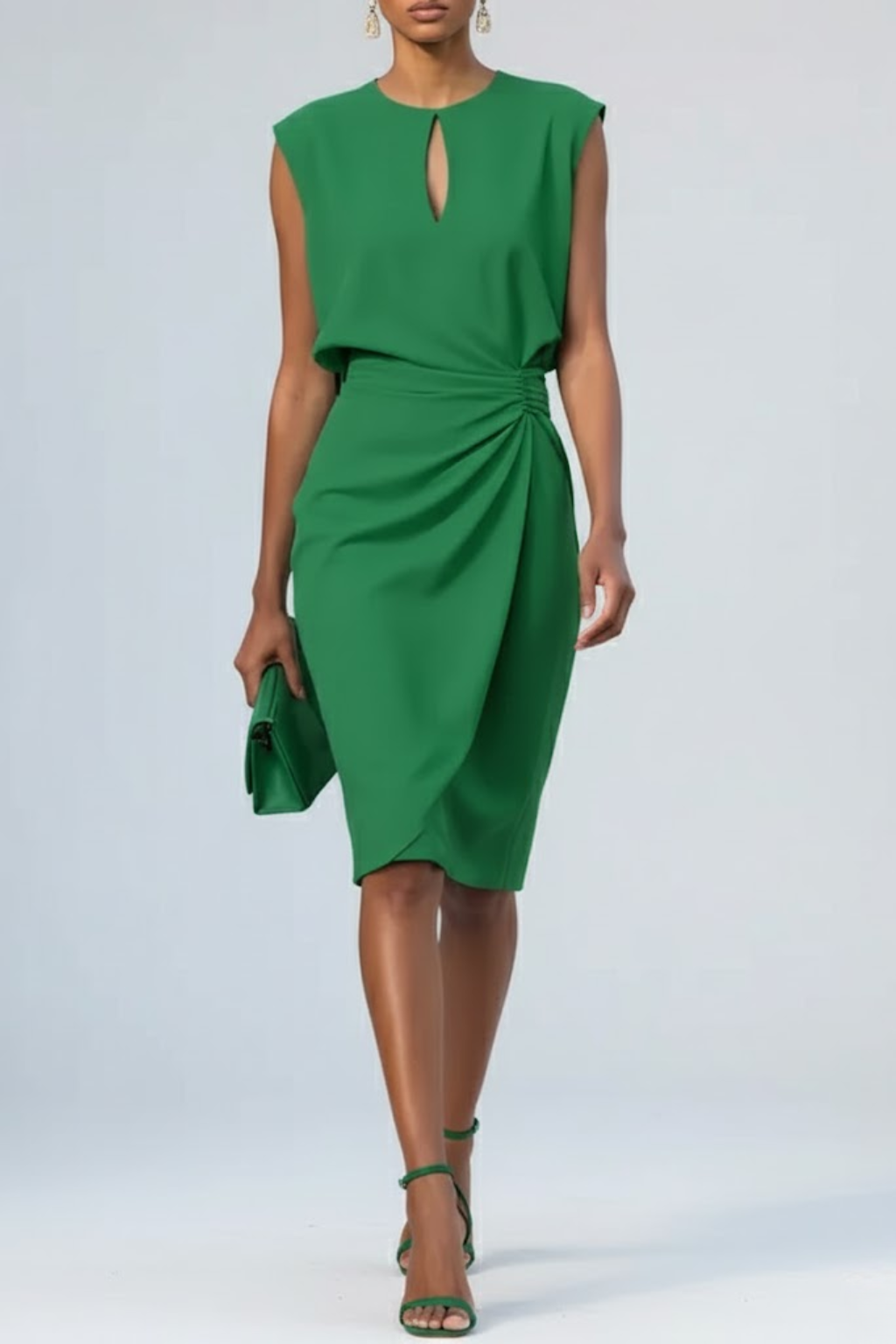 Pauline Keyhole Ruched Midi Dress