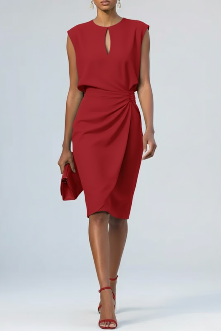 Pauline Keyhole Ruched Midi Dress