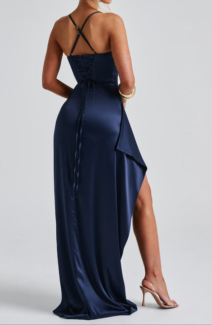 Sarah Evening Maxi Dress with Spaghetti Straps and Slit