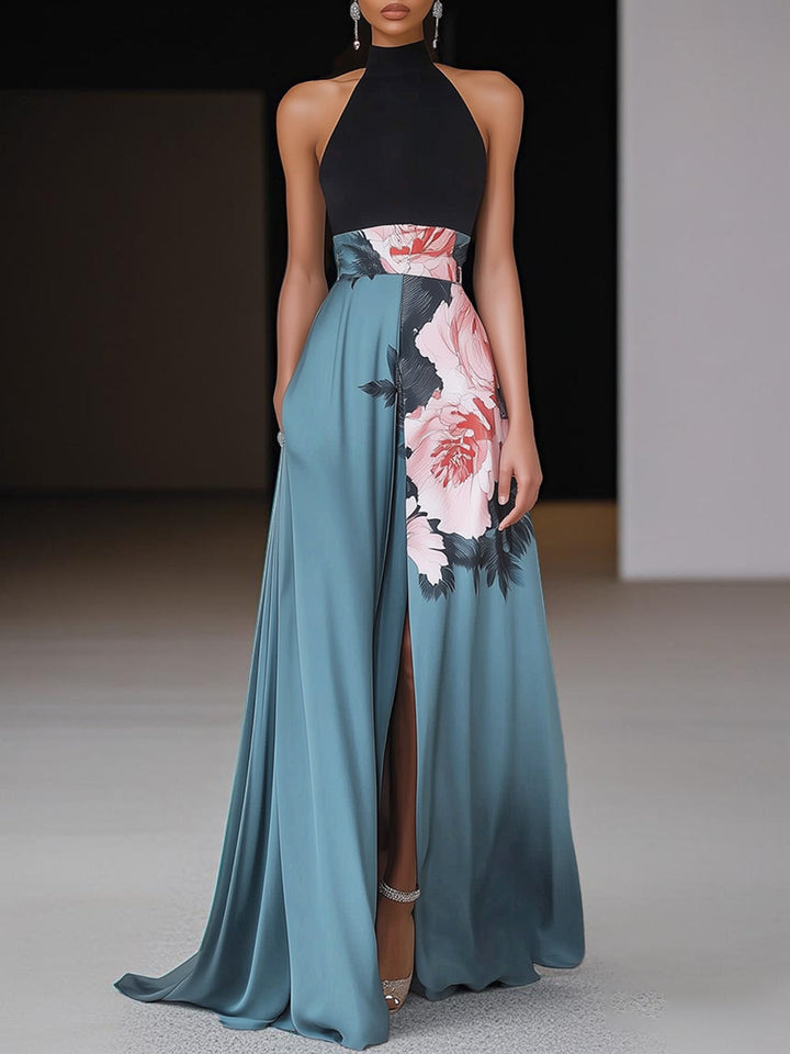 Janelle Floral Slit Sleeveless A-Line Maxi Dress