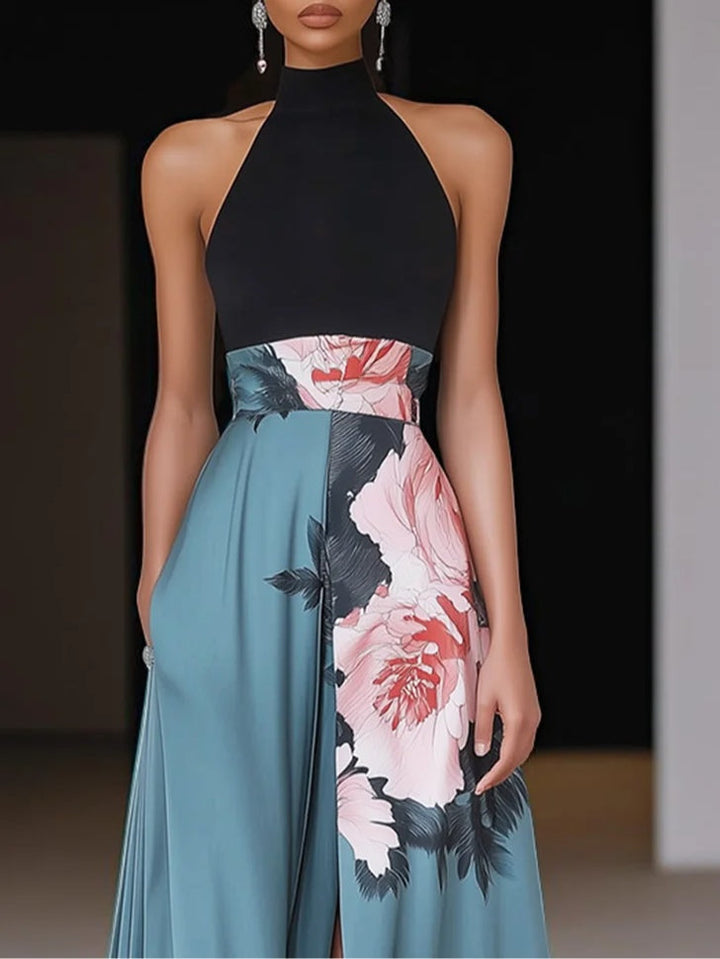 Janelle Floral Slit Sleeveless A-Line Maxi Dress