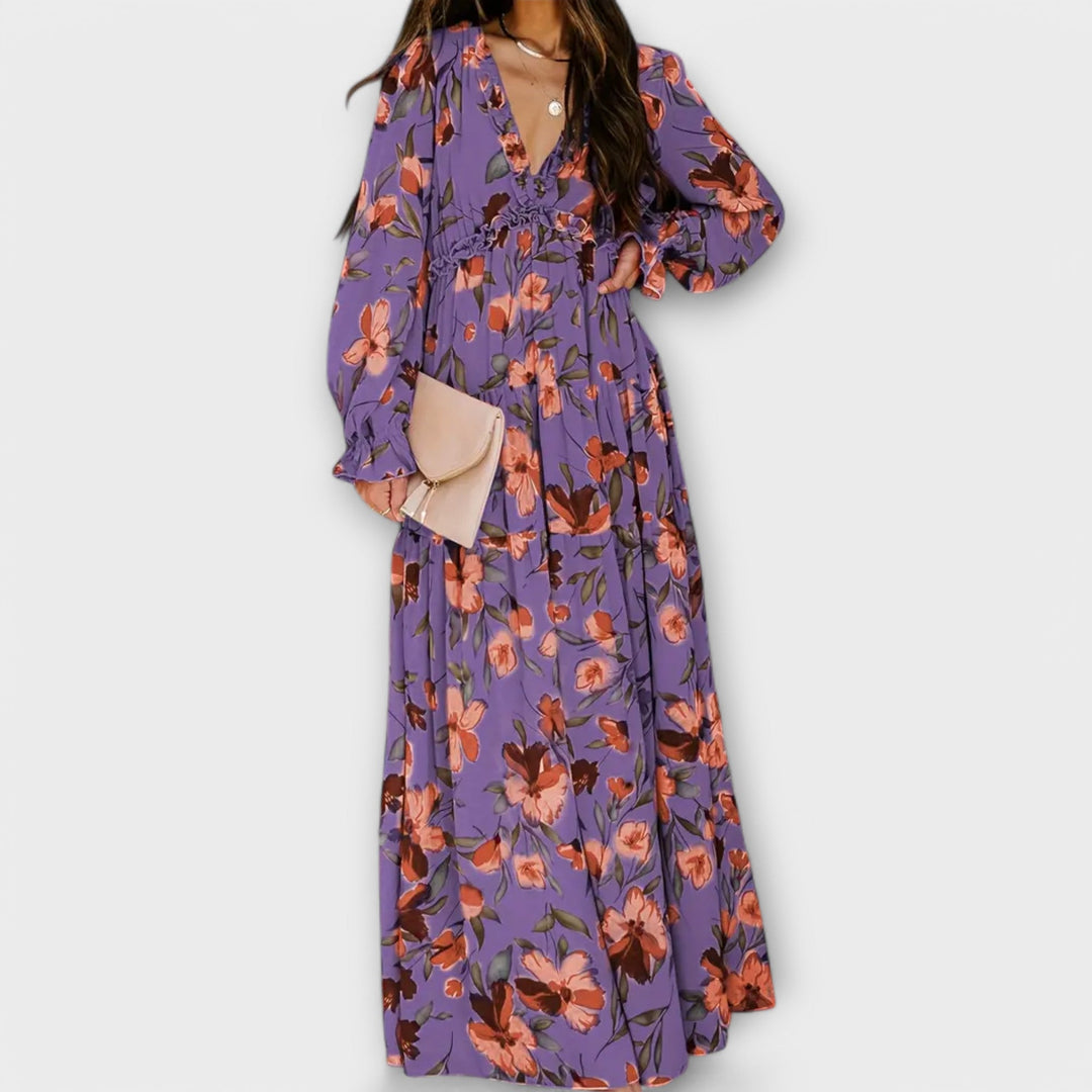 Wilma Floral V-Neck Maxi Dress