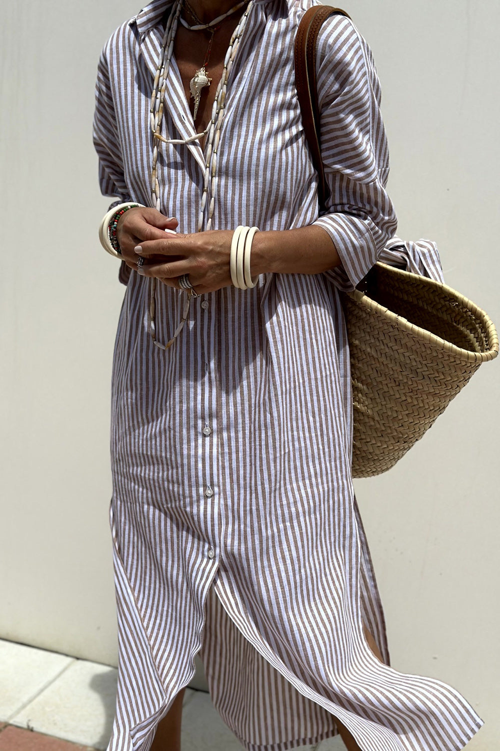 Striped Shirt Dress | Oversized Midi Fit | Button-Down Style