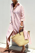 Striped Shirt Dress | Oversized Midi Fit | Button-Down Style