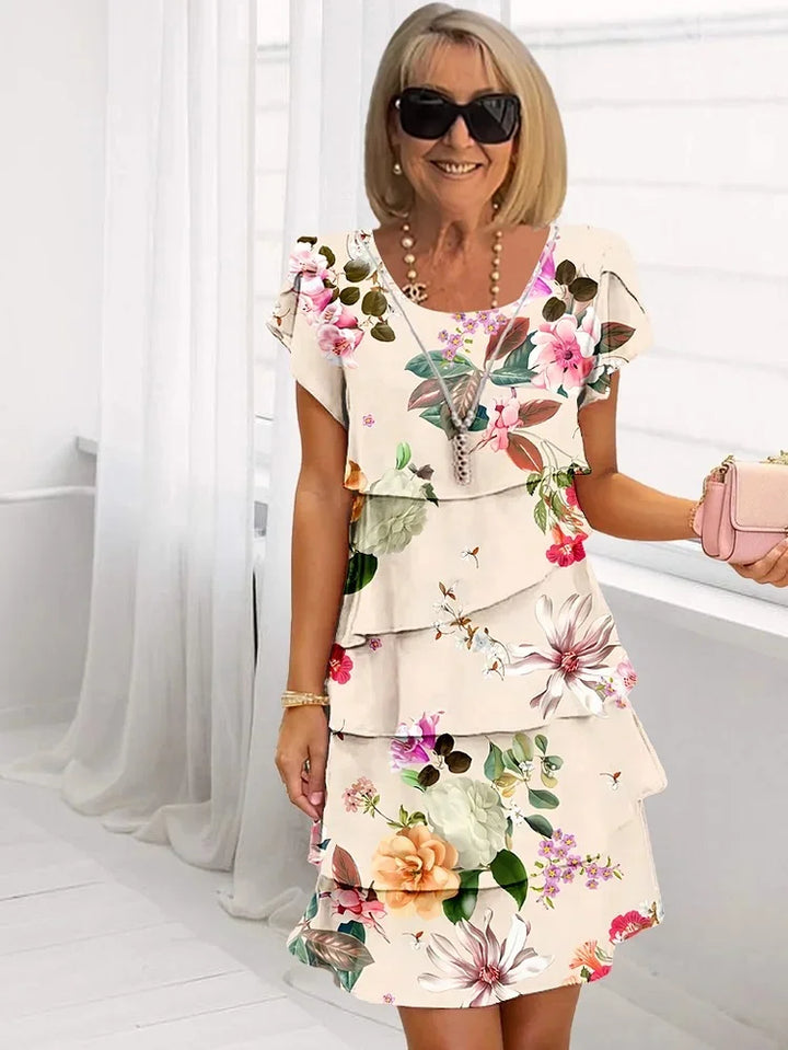 Mia Ruffled Floral Pleated Dress