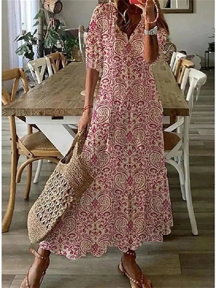 Floral Maxi Dress | Boho V-Neck | Lightweight & Flowy Fit