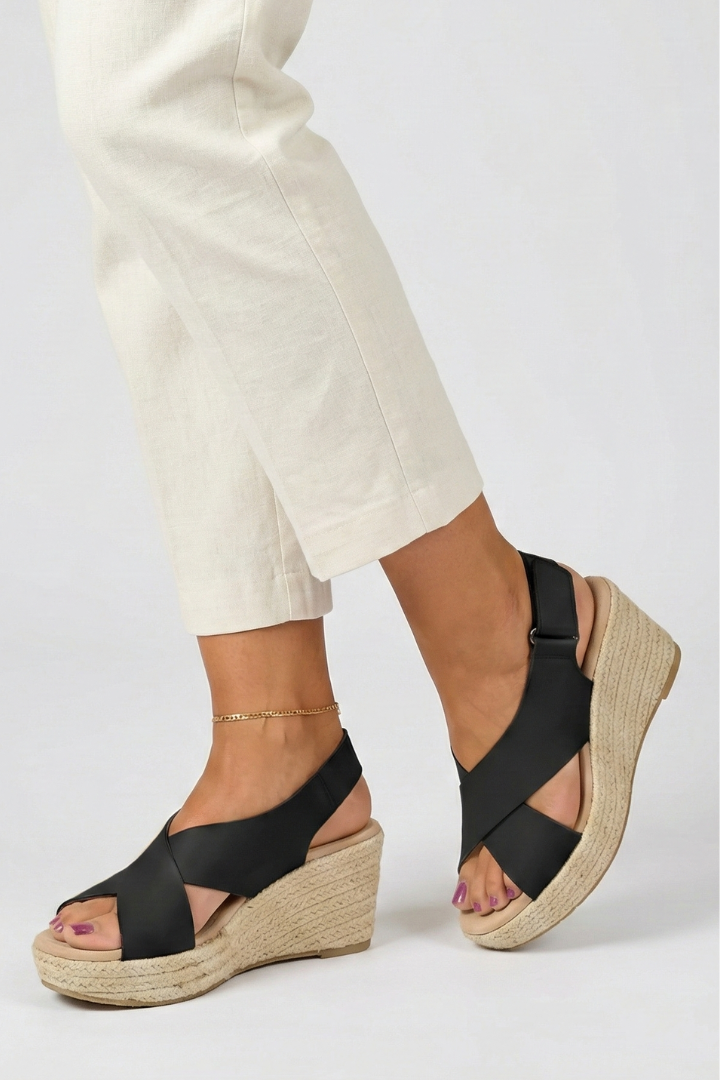 Lydia Wedge Crossover Slingback Sandals
