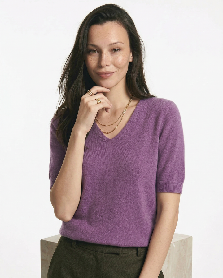 Lorena V Neck Merino Blend Knit Top