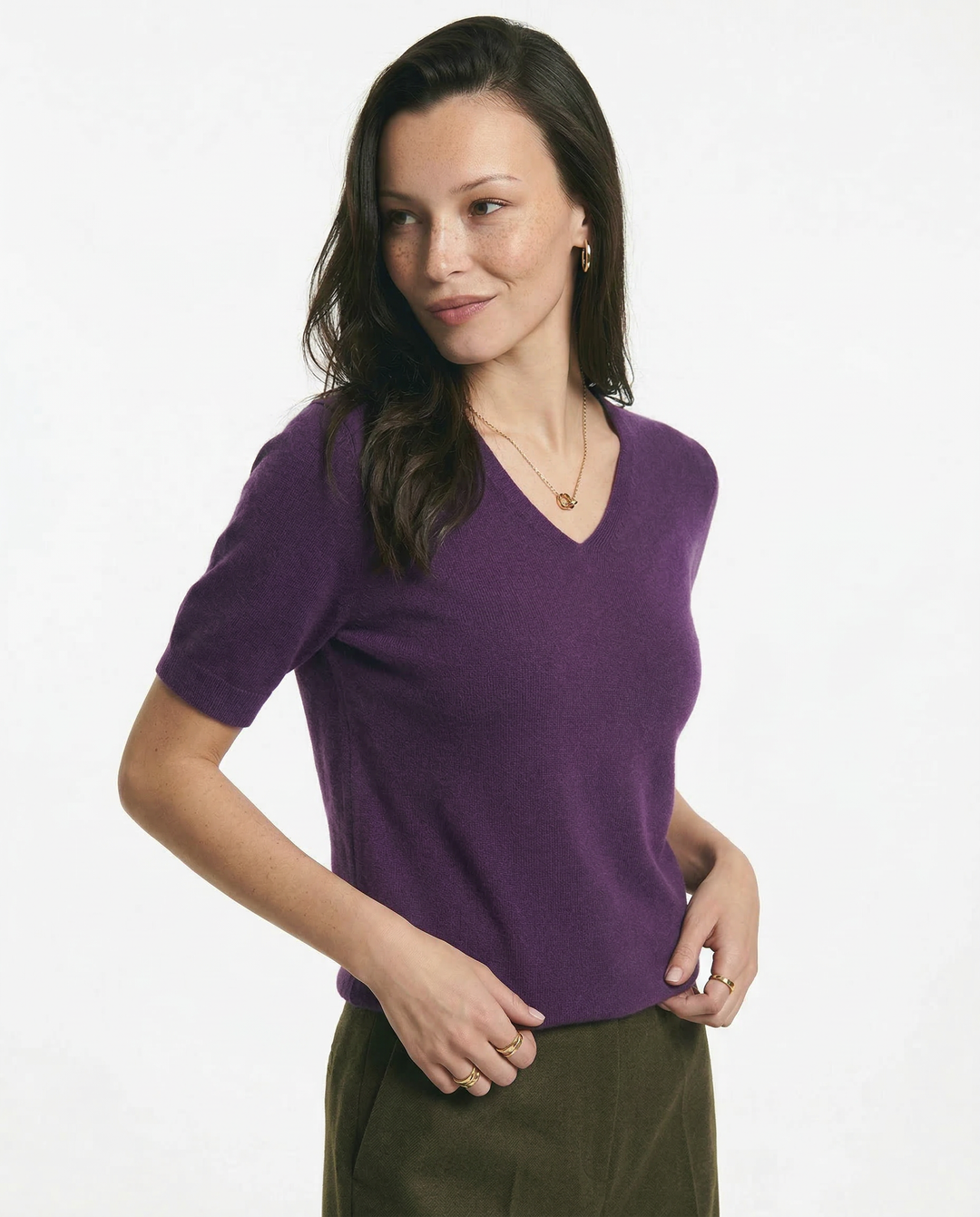 Lorena V Neck Merino Blend Knit Top