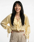 Serelina Satin Ruffle Tie Blouse