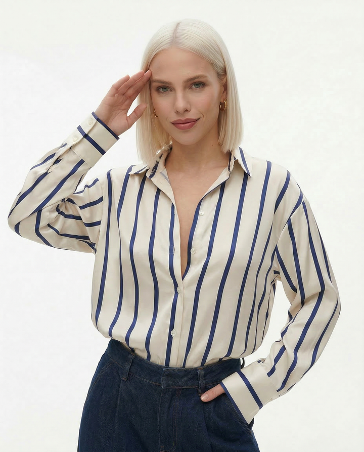 Serelisse Satin Stripe Button Shirt