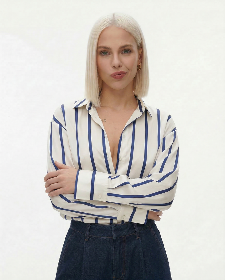 Serelisse Satin Stripe Button Shirt