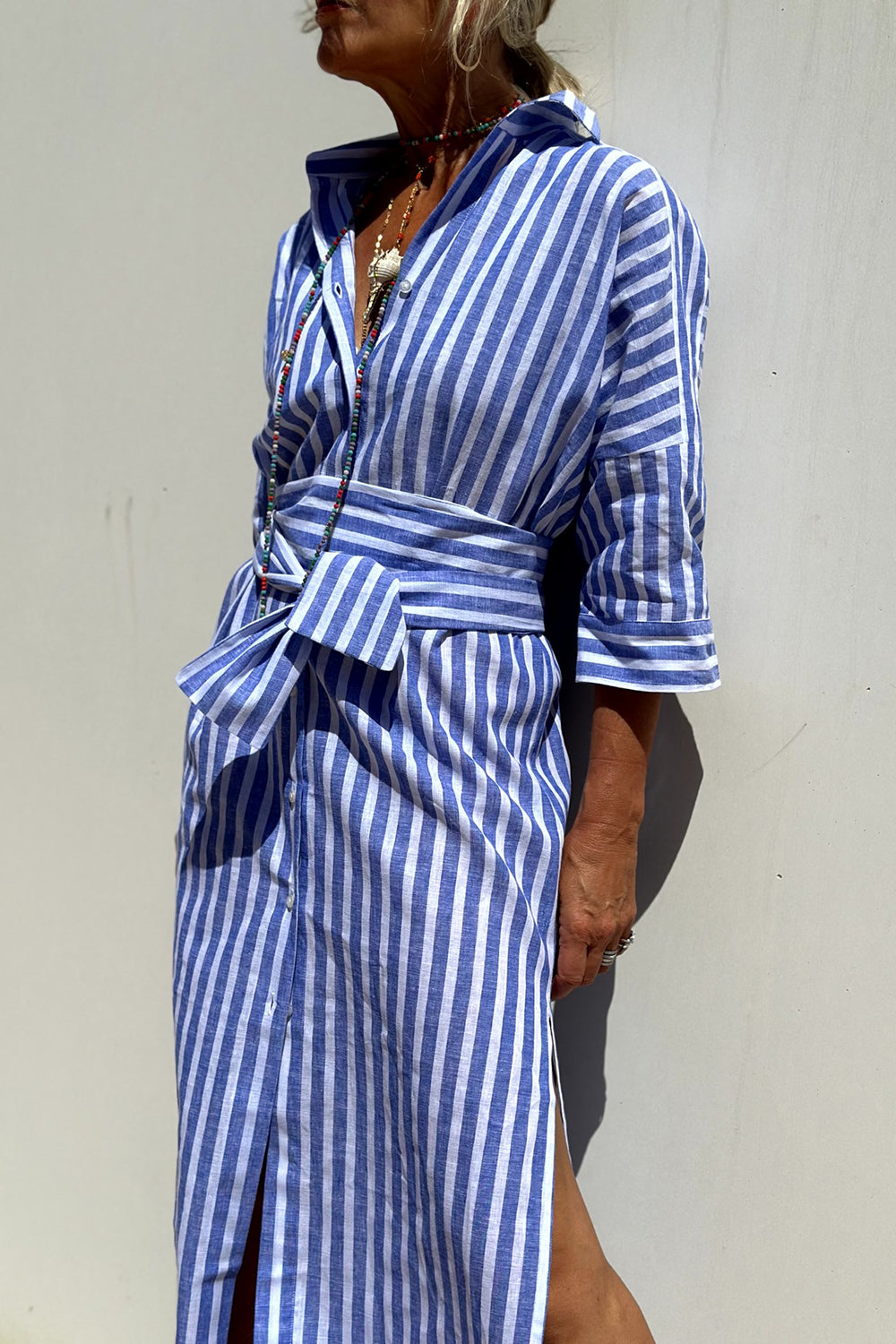 Striped Shirt Dress | Oversized Midi Fit | Button-Down Style