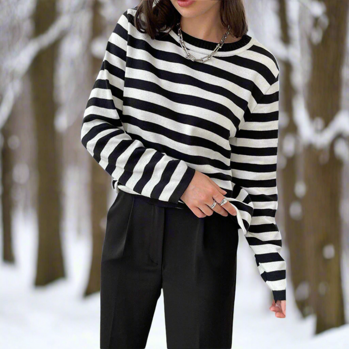 Rosalie Striped Long Sleeve Knit Top