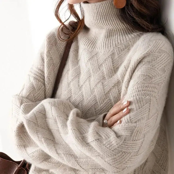 Women’s Textured Turtleneck Sweater | Soft Knit | Warm & Elegant