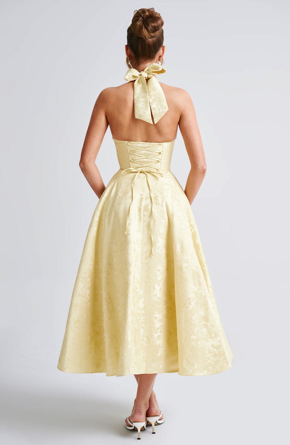 Halter Midi Wedding Guest Dress for Women
