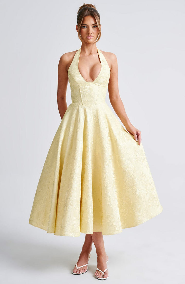 Halter Midi Wedding Guest Dress for Women