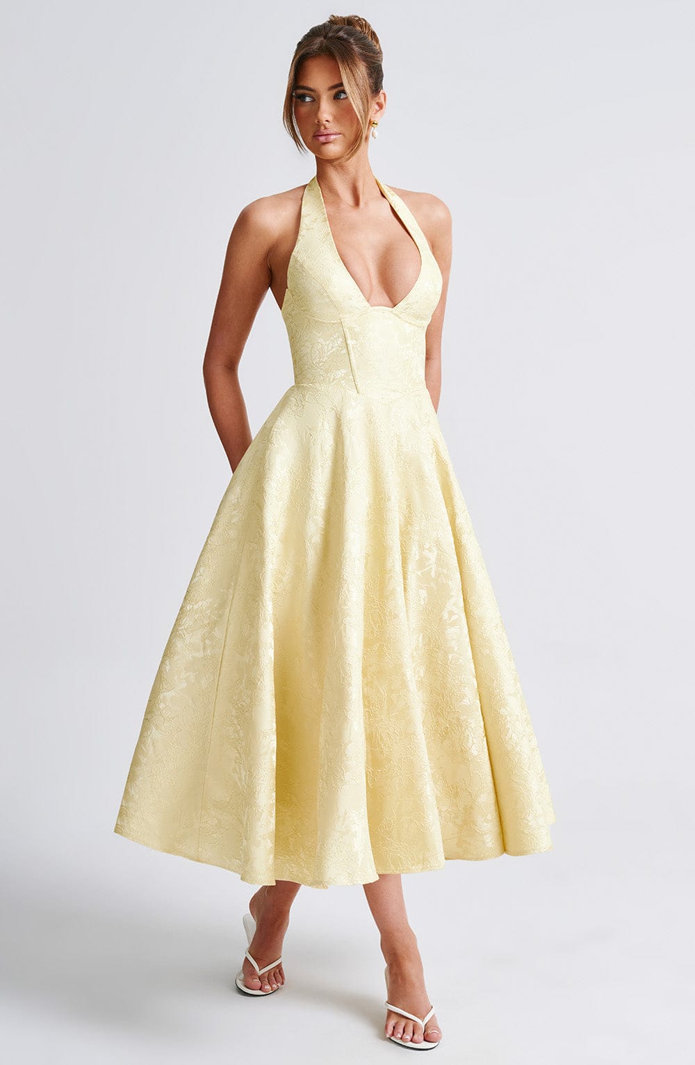 Halter Midi Wedding Guest Dress for Women