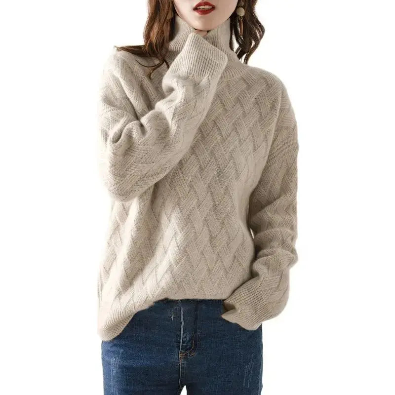 Women’s Textured Turtleneck Sweater | Soft Knit | Warm & Elegant