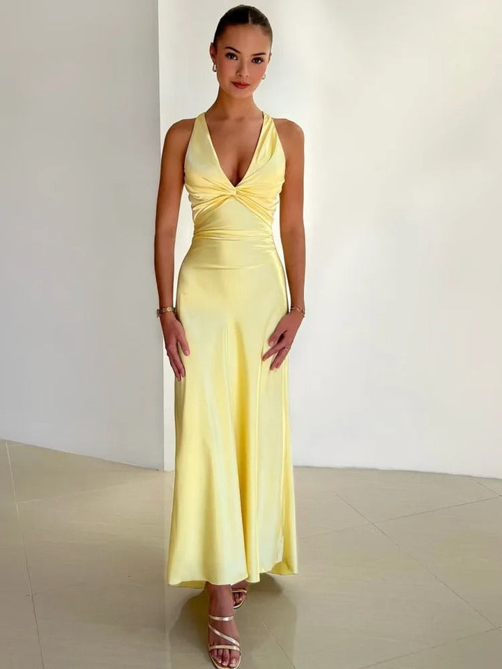 Lydia Elegant Sleeveless V-Neck Maxi Dress for Special Occasions