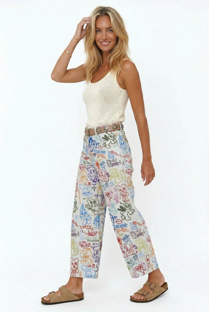 Linnea Floral Tapestry Wide Leg Jeans