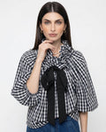 Elowenne Ruffle Tie Neck Cotton Blouse