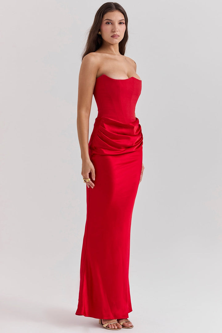 Edith Strapless Maxi Dress for Wedding Guests