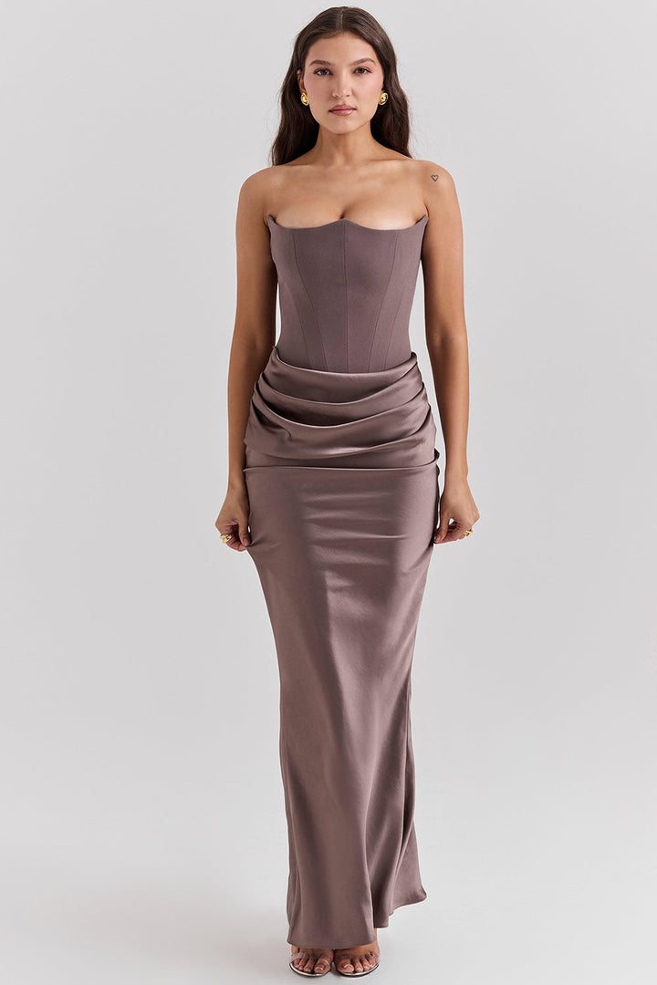 Edith Strapless Maxi Dress for Wedding Guests