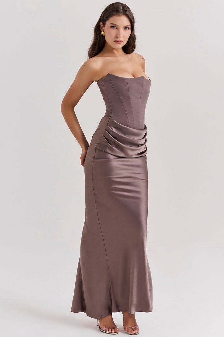 Edith Strapless Maxi Dress for Wedding Guests