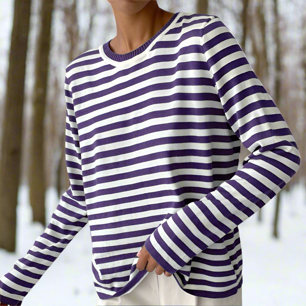 Rosalie Striped Long Sleeve Knit Top