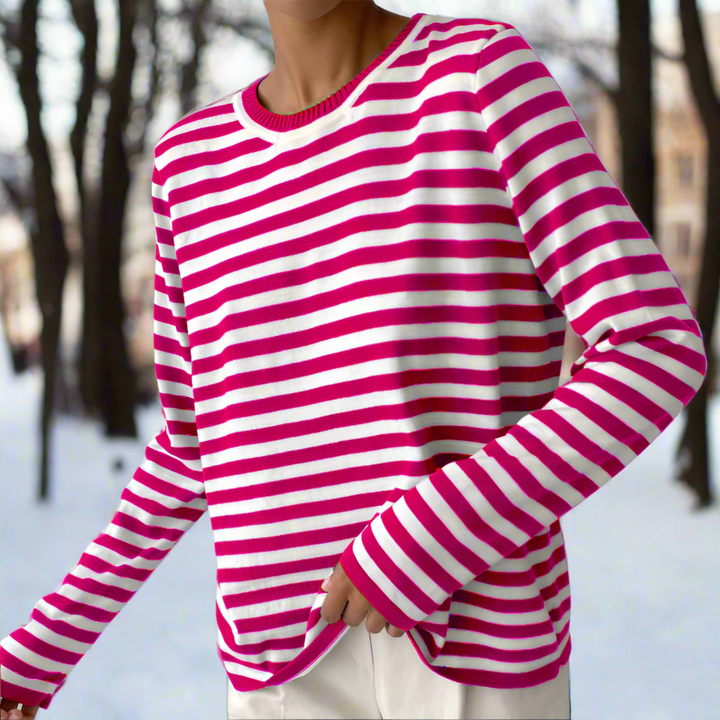 Rosalie Striped Long Sleeve Knit Top