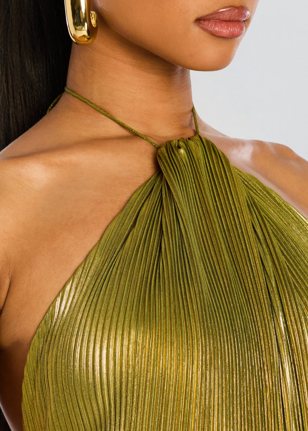 Alana Pleated Halter Maxi Dress