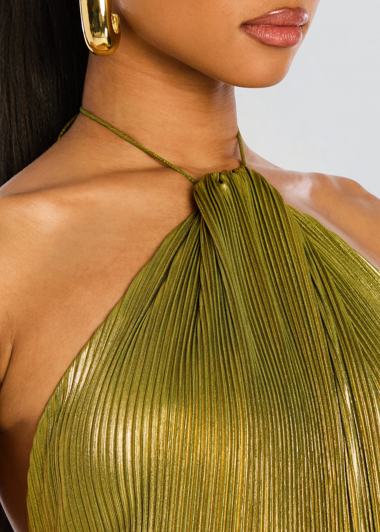Alana Pleated Halter Maxi Dress