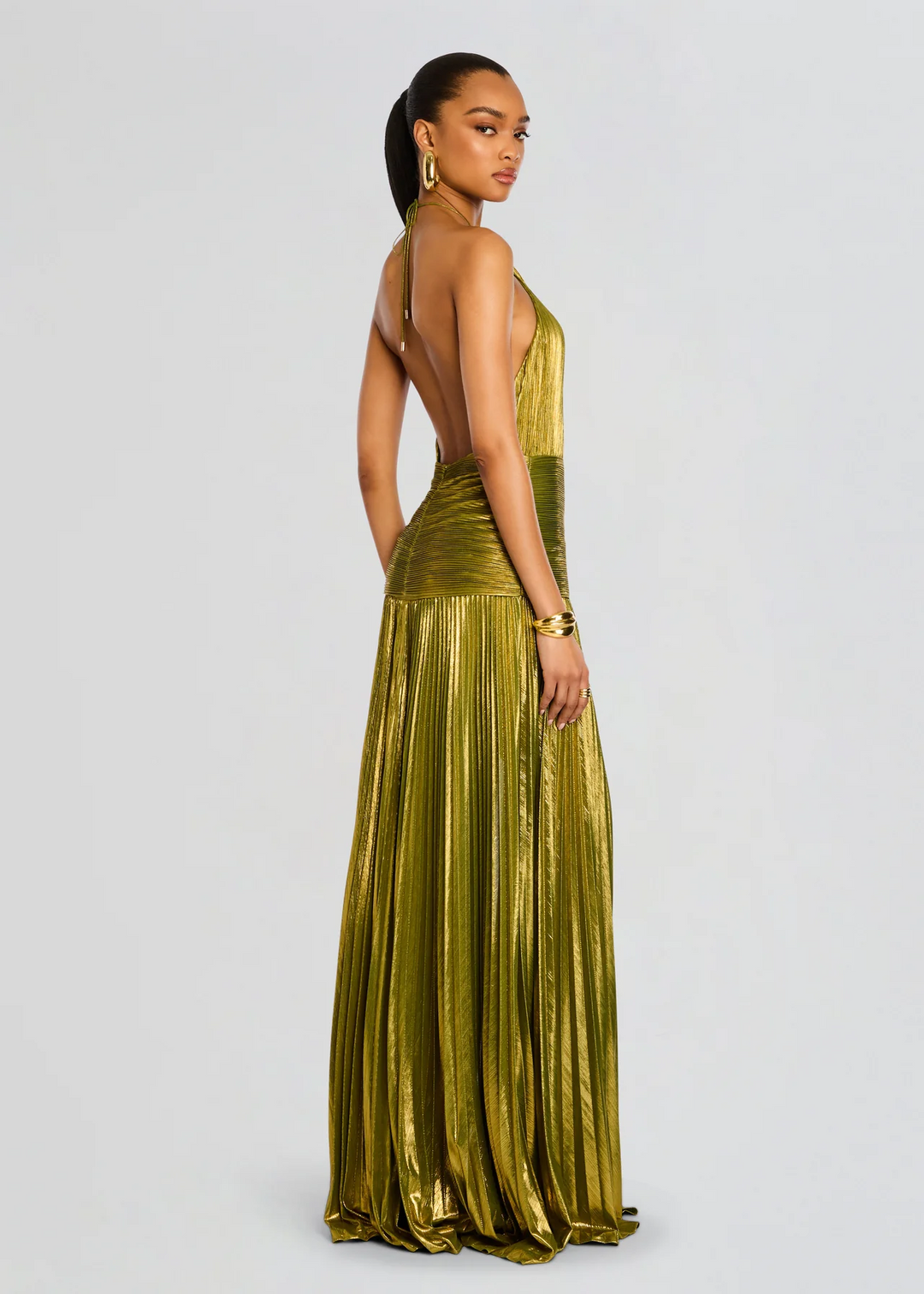 Alana Pleated Halter Maxi Dress