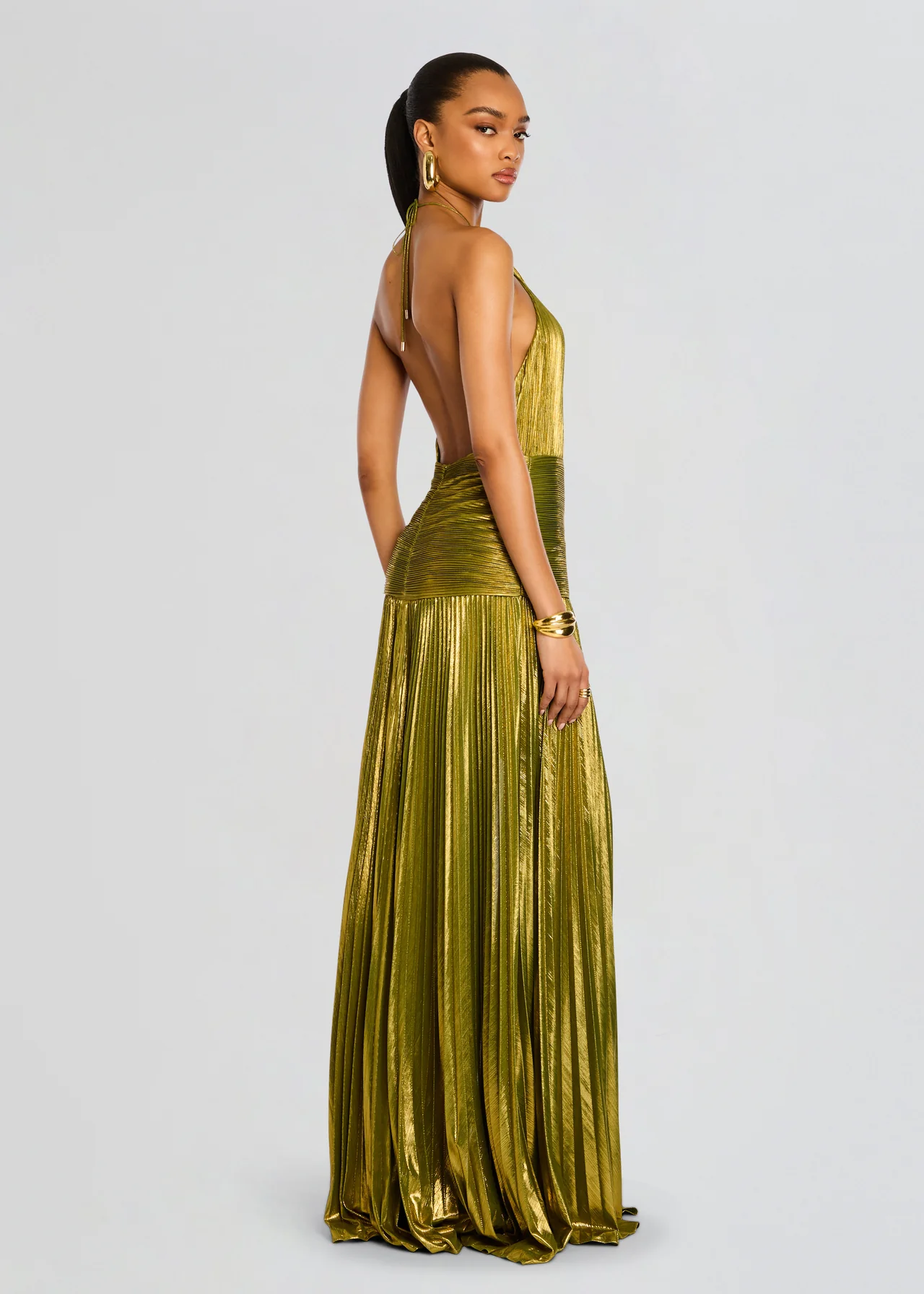 Alana Pleated Halter Maxi Dress