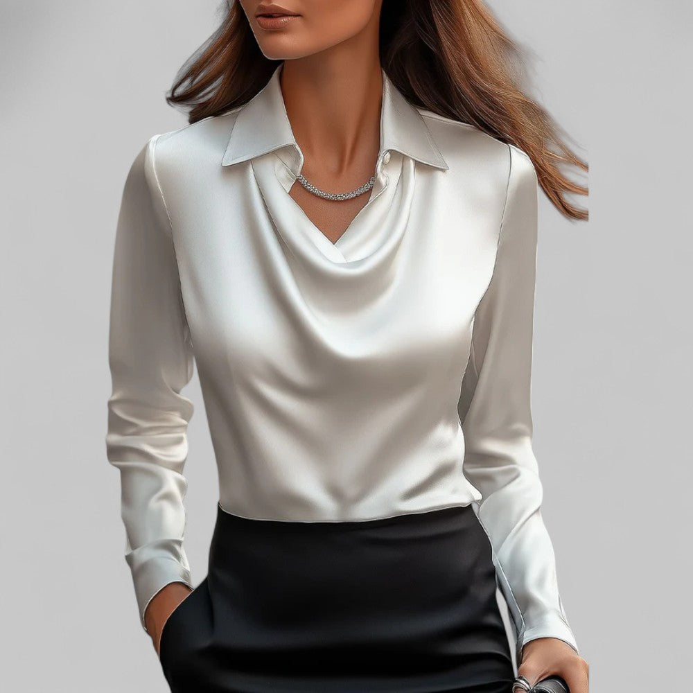 Serelise Satin Cowl Neck Long Sleeve Blouse