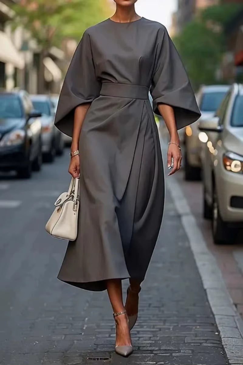 Amelie Crew Neck Midi Work Dress