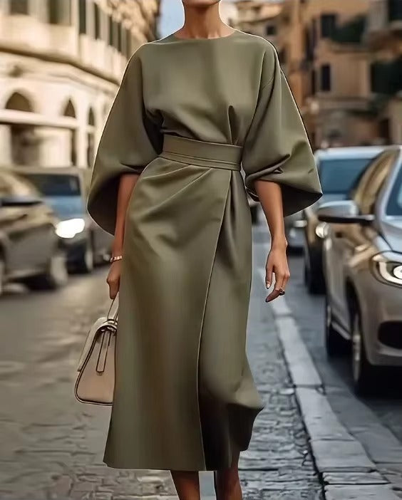 Amelie Crew Neck Midi Work Dress