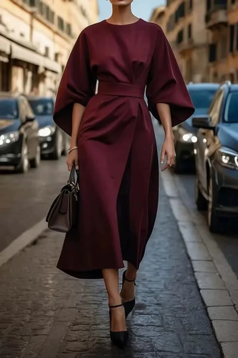 Amelie Crew Neck Midi Work Dress