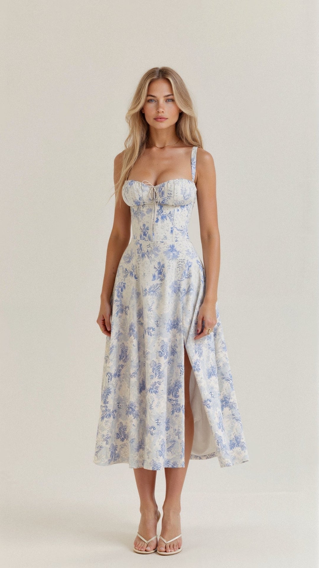Sabine Floral Chic Corset Midi Dress