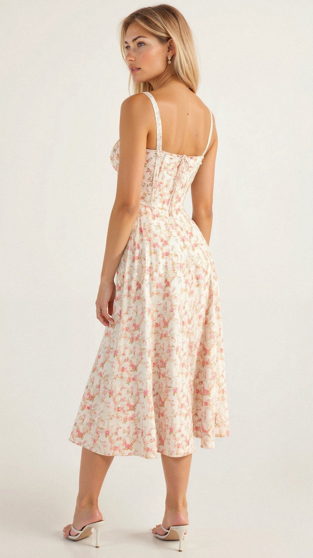 Sabine Floral Chic Corset Midi Dress