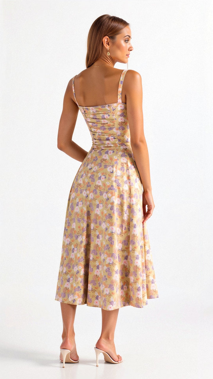 Sabine Floral Chic Corset Midi Dress
