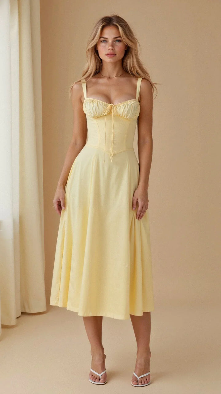 Nora Elegant Floral Bustier Midriff Waist Shaper Dress