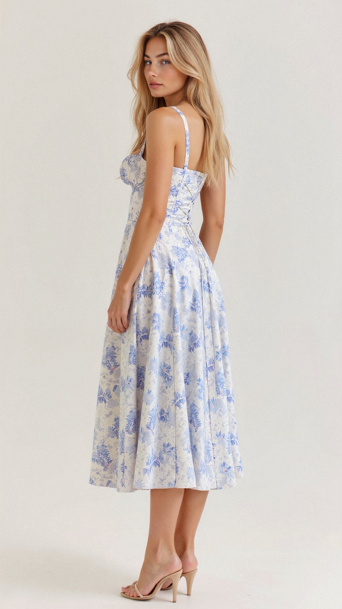 Sabine Floral Chic Corset Midi Dress