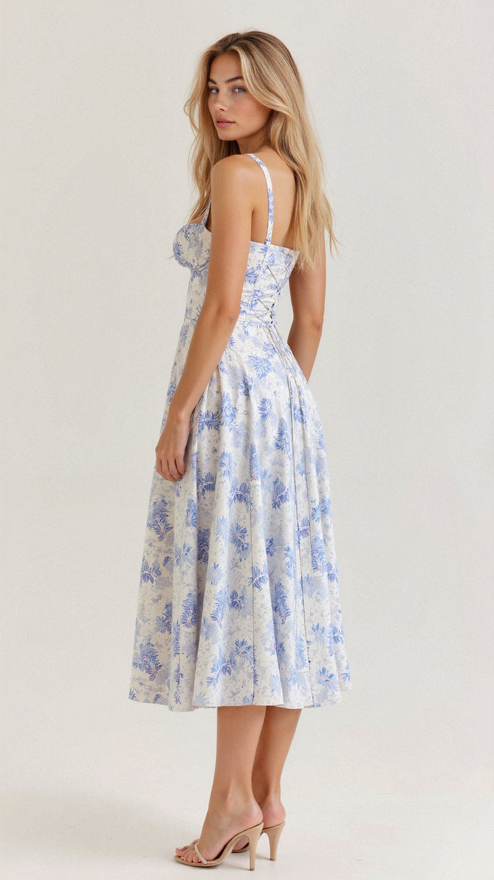 Sabine Floral Chic Corset Midi Dress