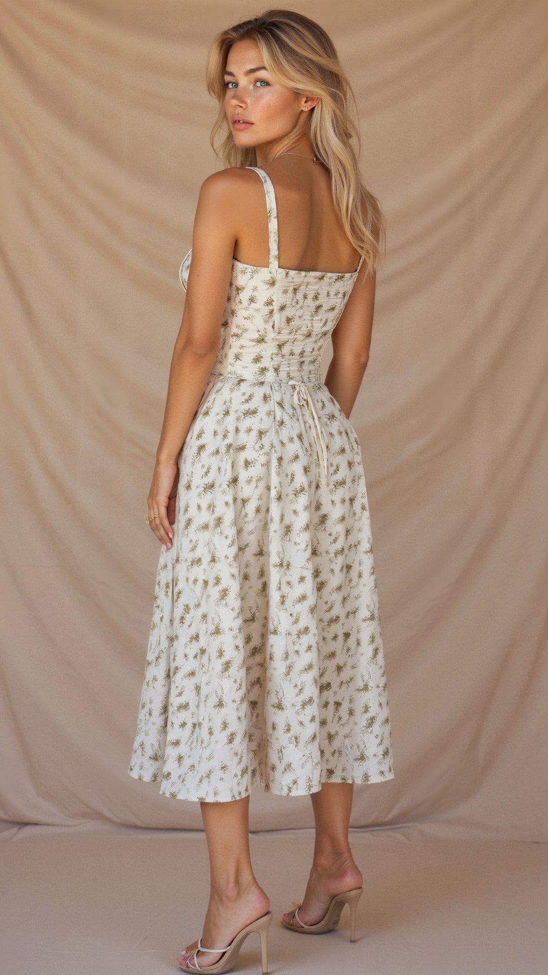 Sabine Floral Chic Corset Midi Dress
