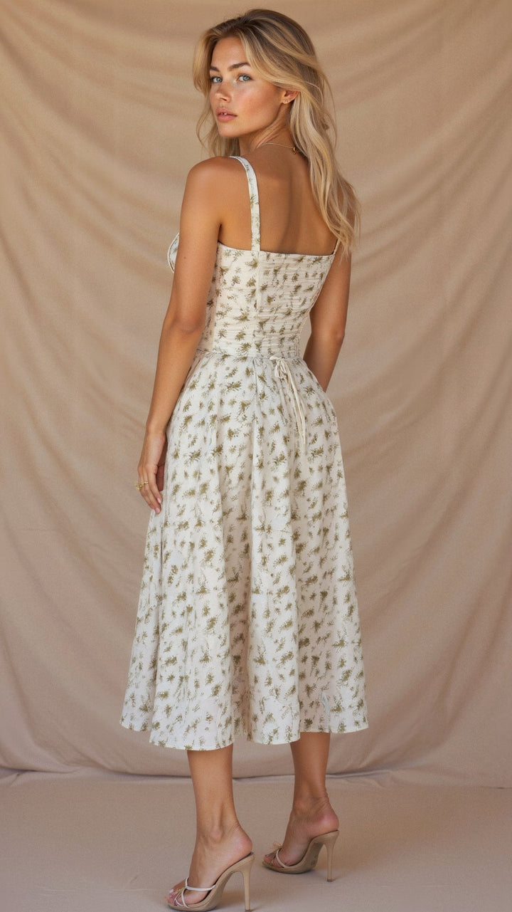 Sabine Floral Chic Corset Midi Dress