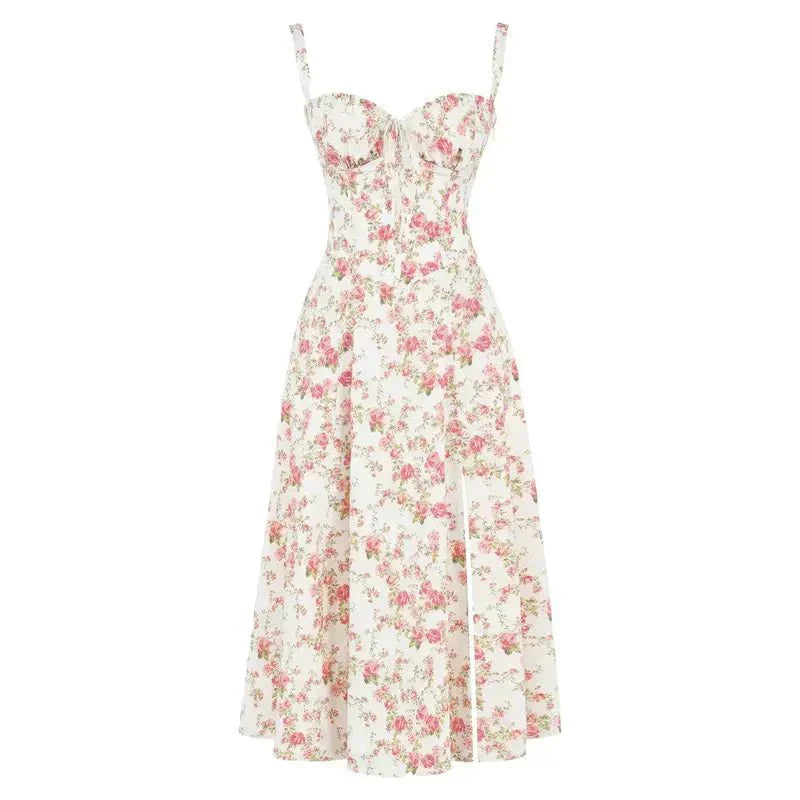 Sabine Floral Chic Corset Midi Dress